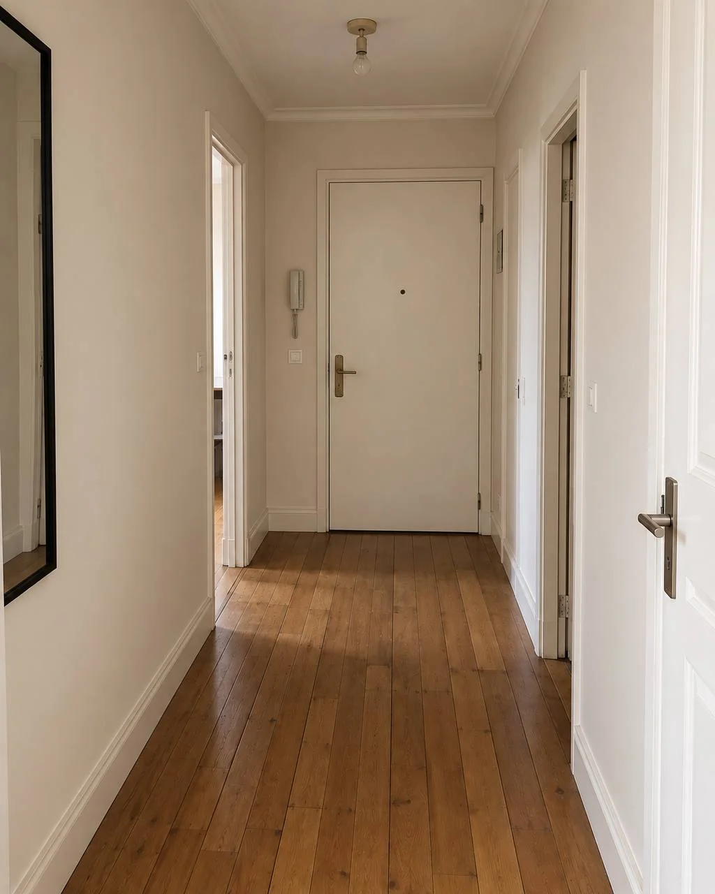 Entrée — vue sur la porte palière après les travaux