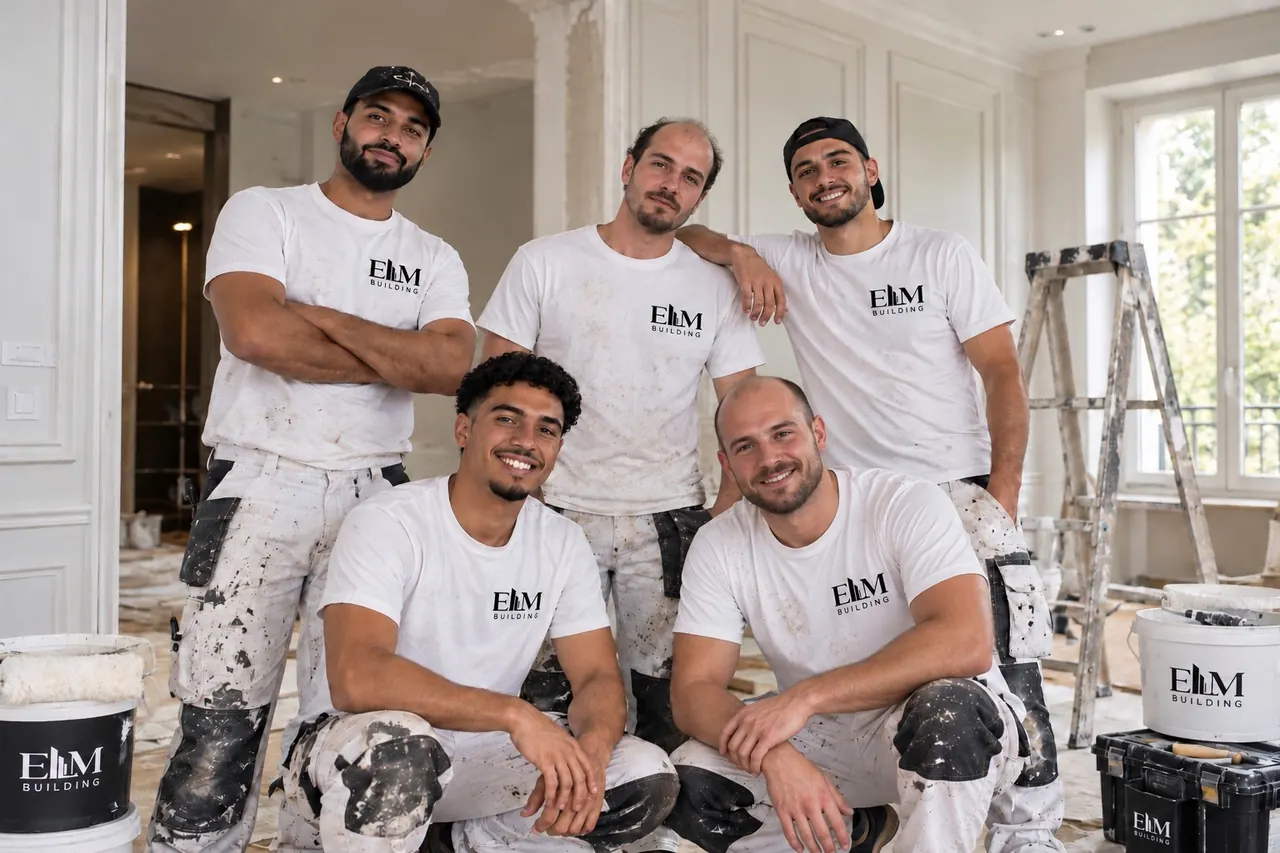 L'équipe ELM Building sur un chantier de rénovation intérieure